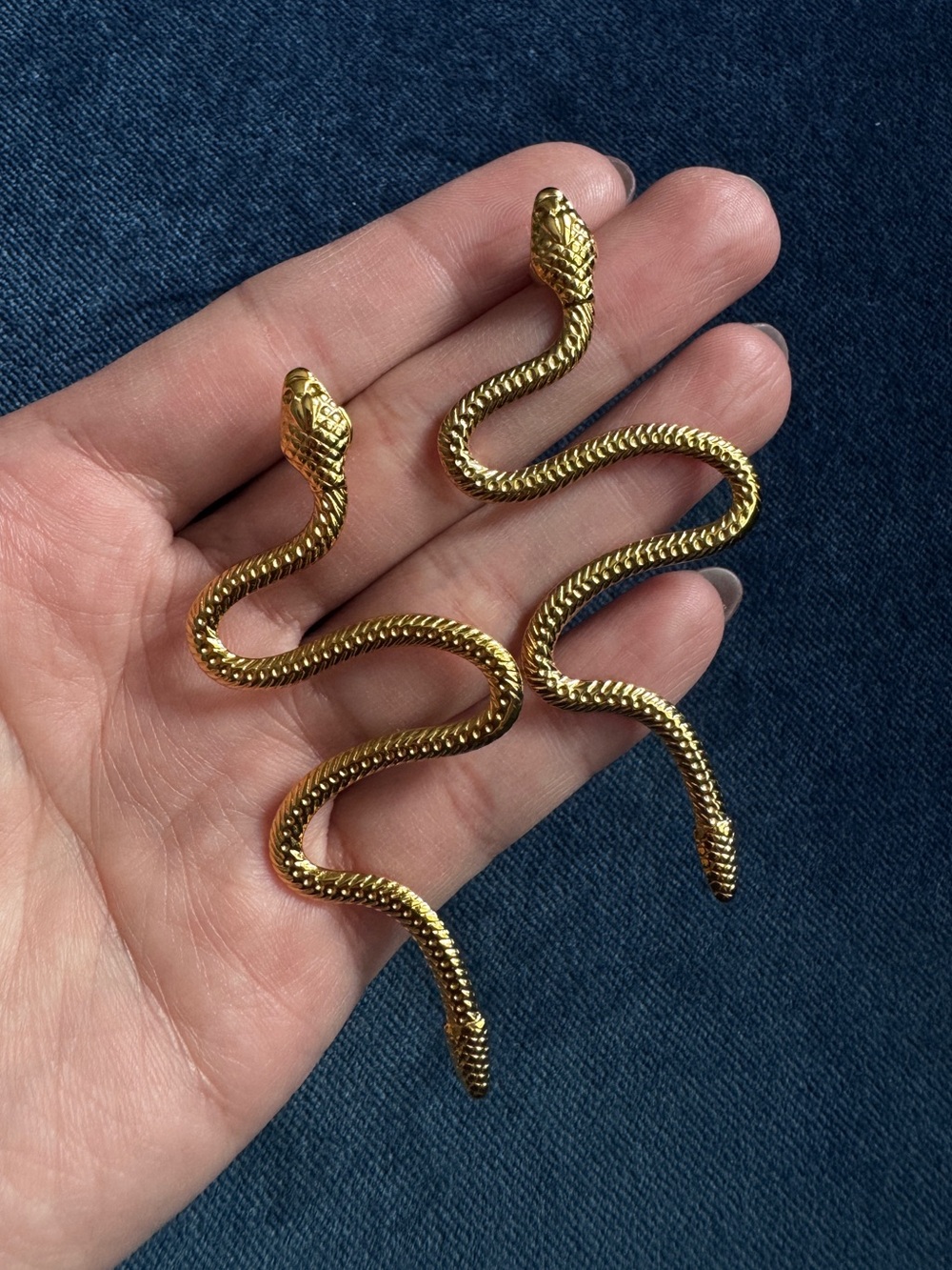 Snake Gold tone Statement earrings